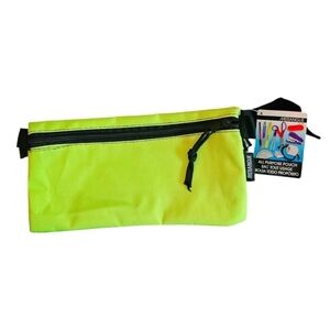 Merangue Double Side Wristlet Bag 2 Zippers 10”X 5.5” All Purpose Pouch Lime